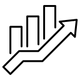 Upward trend icon with bars and an arrow